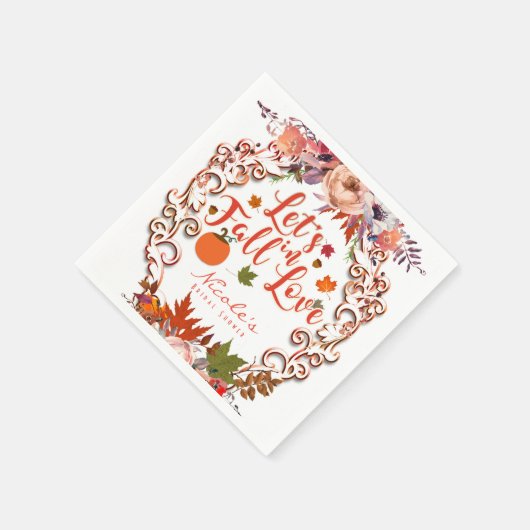 Laten we Verliefd Worden Herfst Bloemige Bruiloft Servetten (Hoek)