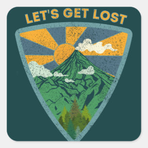Laten we verloren vintage wandelen vierkante sticker