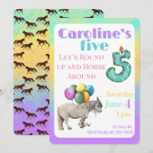 Laten we verzamelen & paardjerijden 5e verjaardags kaart (Voorkant / Achterkant)
