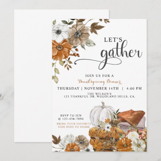 Laten we verzamelen, Thanksgiving diner, feestdag Kaart (Voorkant / Achterkant)