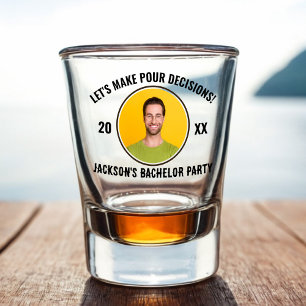 Laten we vier beslissingen nemen vrijgezellenfeest shot glas