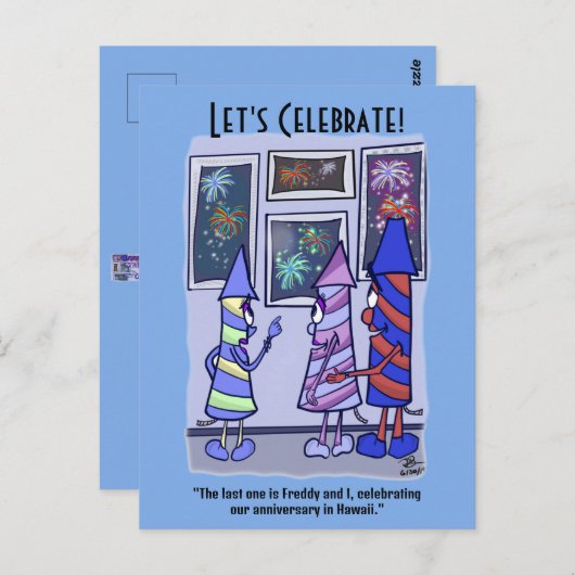 Laten we vieren 4 juli briefkaart (Voorkant / Achterkant)