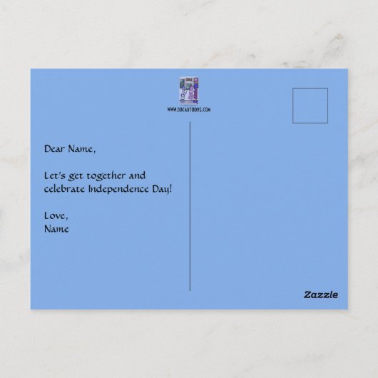 Laten we vieren 4 juli briefkaart (Achterkant)