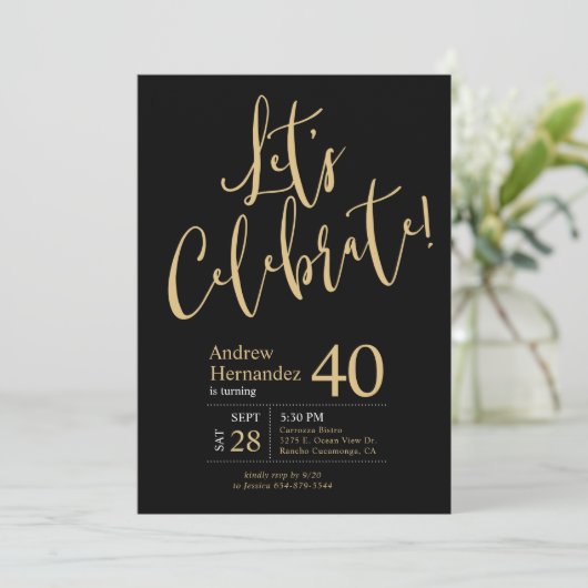 Laten we vieren Black Gold 40e verjaardag partij Kaart (Staand voorkant)