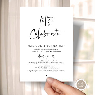 Laten we vieren, Black, Wedding Elopement Party Kaart