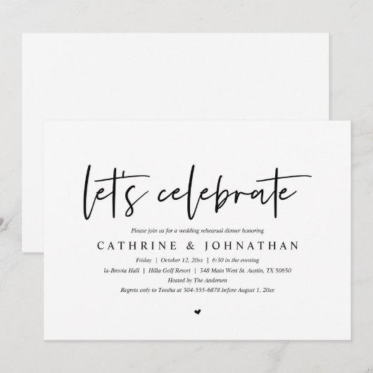 Laten we vieren, bruiloft-repetitie kaart (Voorkant / Achterkant)