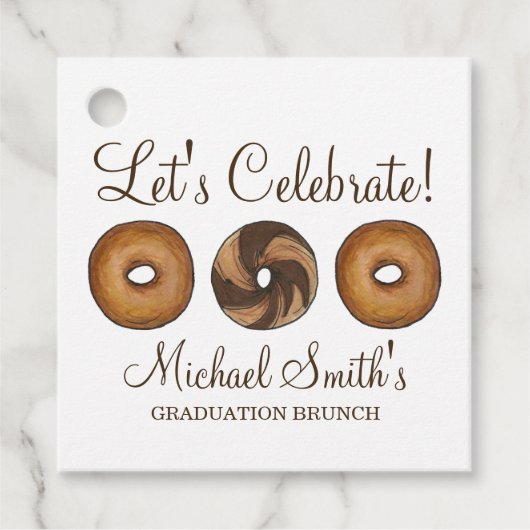 Laten we vieren dat Bagel Graduation Party Brunch Bedankjes Labels (Voorkant)