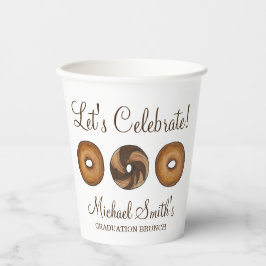 Laten we vieren dat Bagel Graduation Party Brunch Papieren Bekers