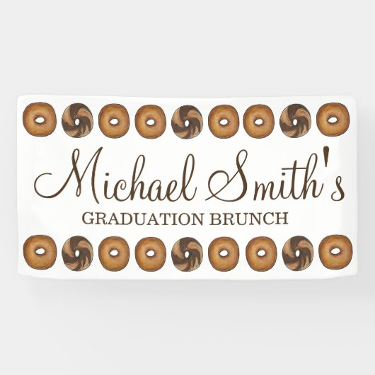 Laten we vieren dat Bagel Graduation Party Brunch Spandoek (Horizontaal)