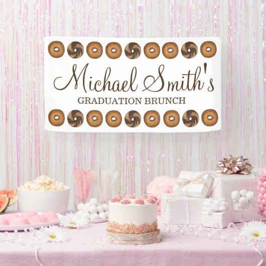 Laten we vieren dat Bagel Graduation Party Brunch Spandoek (Feest)