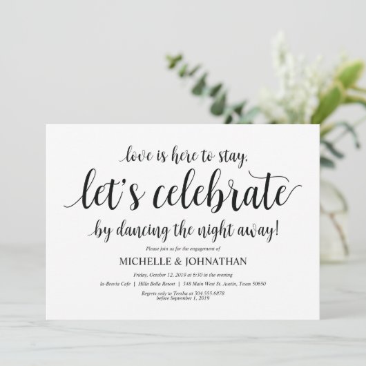 Laten we vieren dat de Engagement Party uitnodigt Kaart (Staand voorkant)