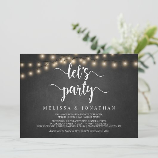 Laten we vieren dat Rustic Wedding Elopement Party Kaart (Staand voorkant)