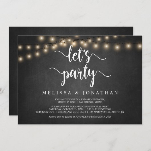 Laten we vieren dat Rustic Wedding Elopement Party Kaart (Voorkant / Achterkant)