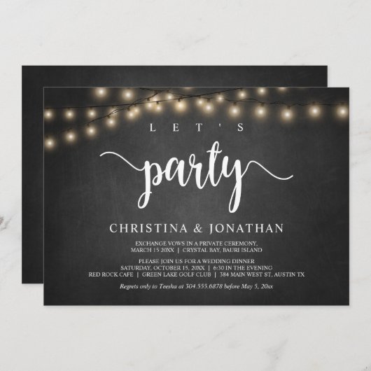 Laten we vieren dat Rustic Wedding Elopement Party Kaart (Voorkant / Achterkant)