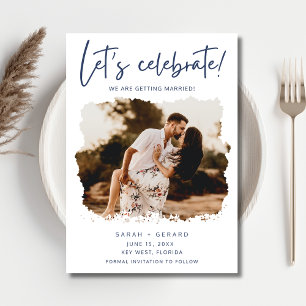 Laten we vieren foto bruiloft opslaan van de datum save the date