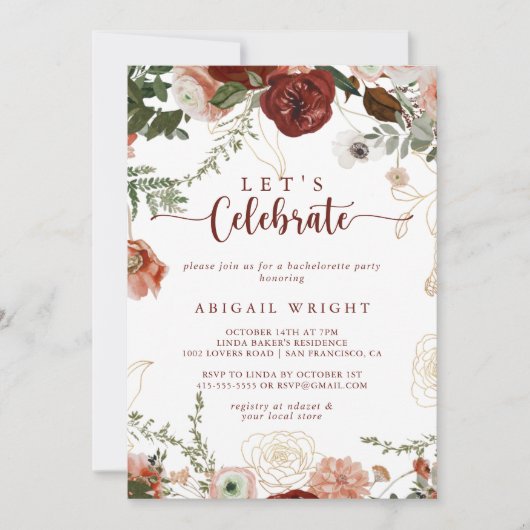 Laten we vieren goud rustieke kleurrijke bloemfees kaart (Voorkant)