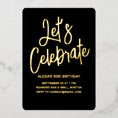 Laten we vieren in Folie verjaardag of feest Folie Uitnodiging (Voorkant)