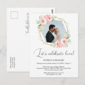 Laten we vieren Liefde Eloped bruiloft receptie Briefkaart (Voorkant / Achterkant)