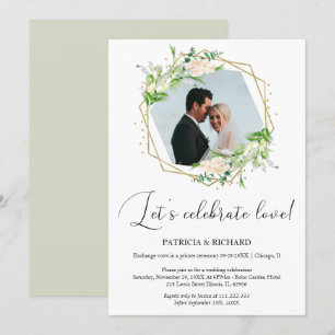 Laten we vieren Liefde Eloped bruiloft receptie Kaart