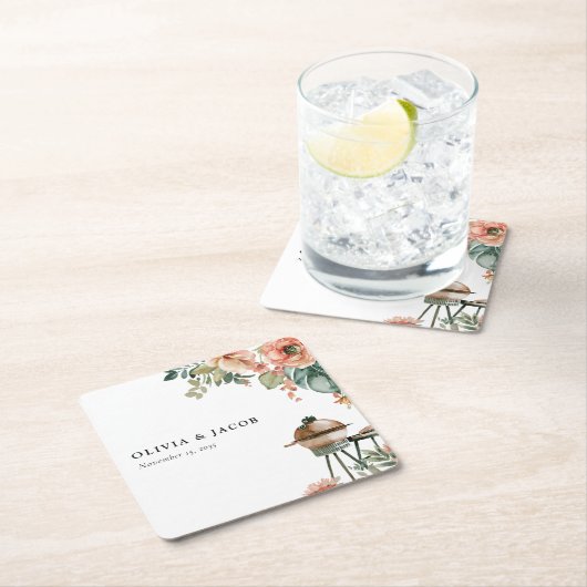 Laten we vieren met BBQ Couples Douche Kartonnen Onderzetters (Insitu)