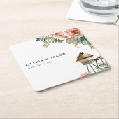 Laten we vieren met BBQ Couples Douche Kartonnen Onderzetters (Schuin)