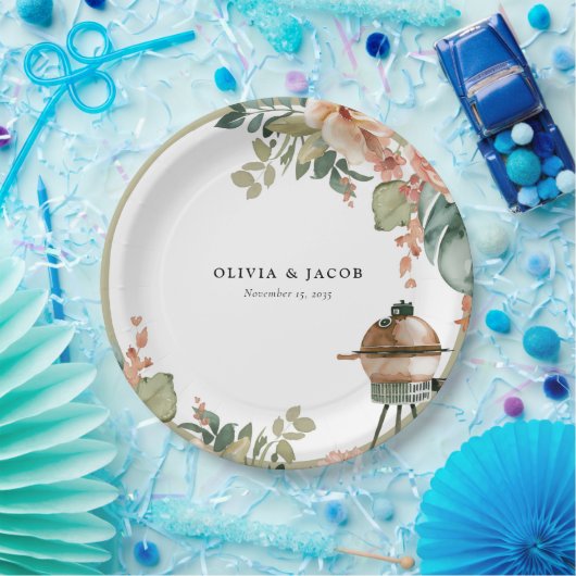 Laten we vieren met BBQ Couples Douche Papieren Bordje (Feest)