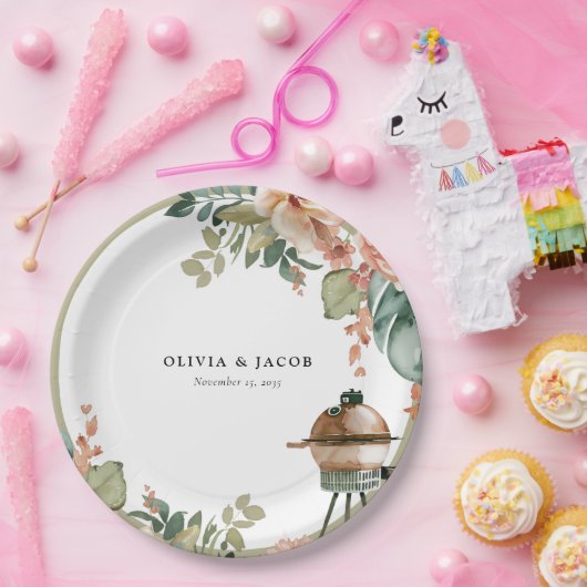 Laten we vieren met BBQ Couples Douche Papieren Bordje (Feest)