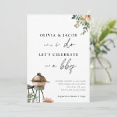 Laten we vieren met BBQ-koppels Douche uitnodiging (Staand voorkant)