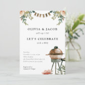 Laten we vieren met BBQ-koppels Douche uitnodiging (Staand voorkant)