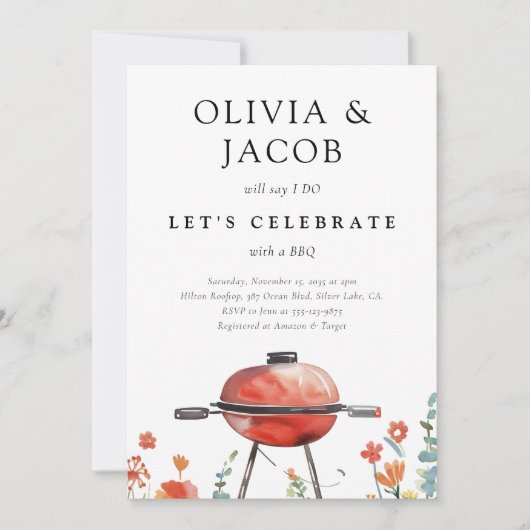 Laten we vieren met BBQ-koppels Douche uitnodiging (Voorkant)