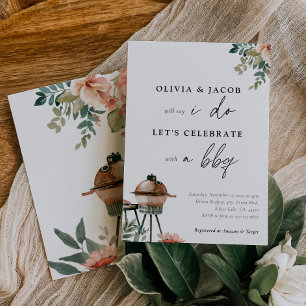 Laten we vieren met BBQ-koppels Douche uitnodiging