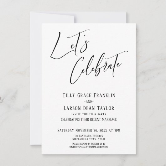 Laten we vieren Moderne Elegante Trouwfeest Kaart (Voorkant)
