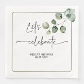 Laten we vieren naam datum eucalyptus modern servet (Voorkant)