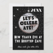 Laten we vieren NYE Disco Ball PARTY Zwart Kaart (Voorkant)