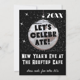Laten we vieren NYE Disco Ball PARTY Zwart Kaart