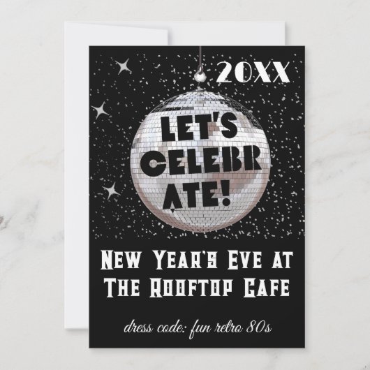 Laten we vieren NYE Disco Ball PARTY Zwart Kaart (Voorkant)