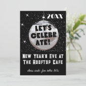 Laten we vieren NYE Disco Ball PARTY Zwart Kaart (Staand voorkant)