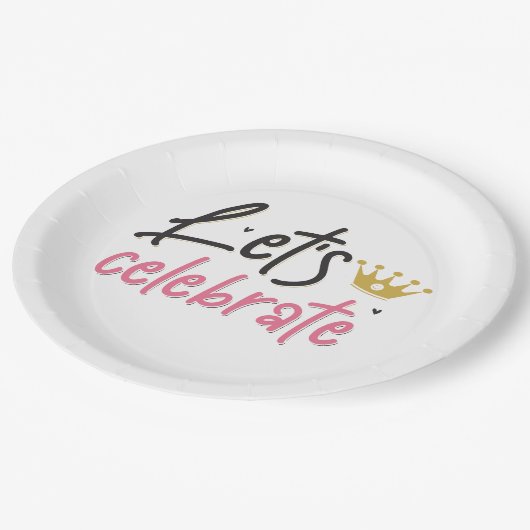 Laten we vieren papieren bordje (Gekanteld)