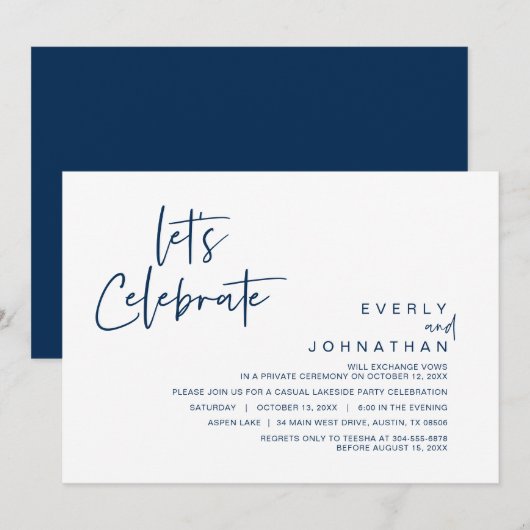 Laten we vieren, Trouwfeest Uitnodiging (Voorkant / Achterkant)