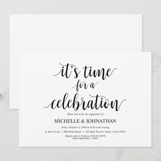 Laten we vieren, verlovingsfeest nodigt uit kaart (Voorkant / Achterkant)