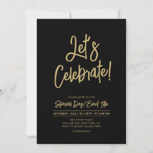 Laten we vieren Zwarte Chic Script Cocktailparty Kaart