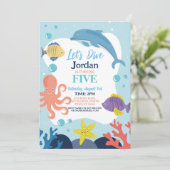 Laten we vijf 5e oceaan dolfijn octopus zee duiken kaart (Staand voorkant)