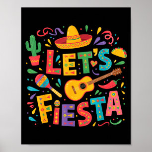 Laten we vijf mei fiesta hoed Mexicaans feestL Poster