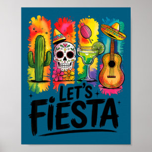 Laten we vijf mei Mexicaanse margarita schedel fee Poster