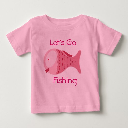 Laten we vissen Roze Baby Eén-delig T-shirt (Voorkant)