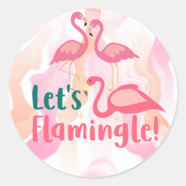 Laten we vliegen met Flamingo Birds Ronde Sticker