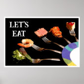 Laten we voedsel eten op Forks Black Modern Poster (Voorkant)