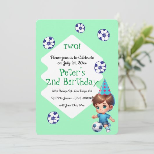 Laten we Voetbal Verjaardagsfeestje spelen Kaart (Staand voorkant)