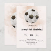 Laten we voetbal verjaardagsuitnodiging aftrappen kaart (Voorkant / Achterkant)