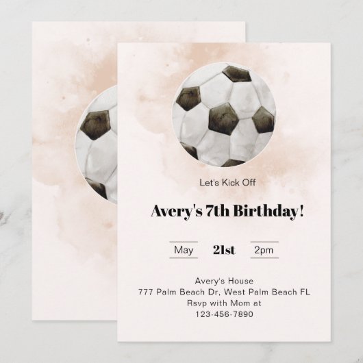 Laten we voetbal verjaardagsuitnodiging aftrappen kaart (Voorkant / Achterkant)
